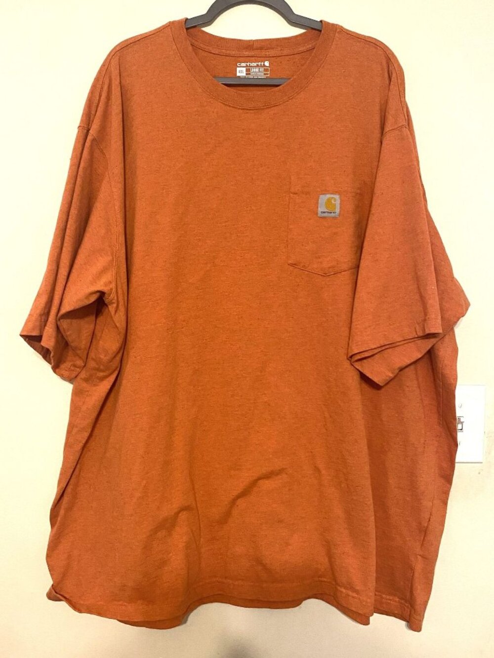 Men's Carhartt Rust Orange Speckled Loose Fit Pocket T-Shirt Tee Size 4XL
